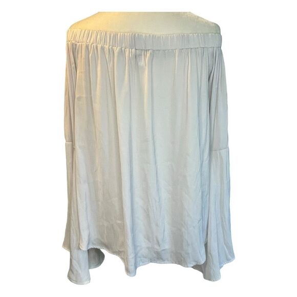 Ten Sixty Sherman Off-the-Shoulder Blouse Cloud Gray Bell Long Sleeve Pull-Over - Picture 6 of 11